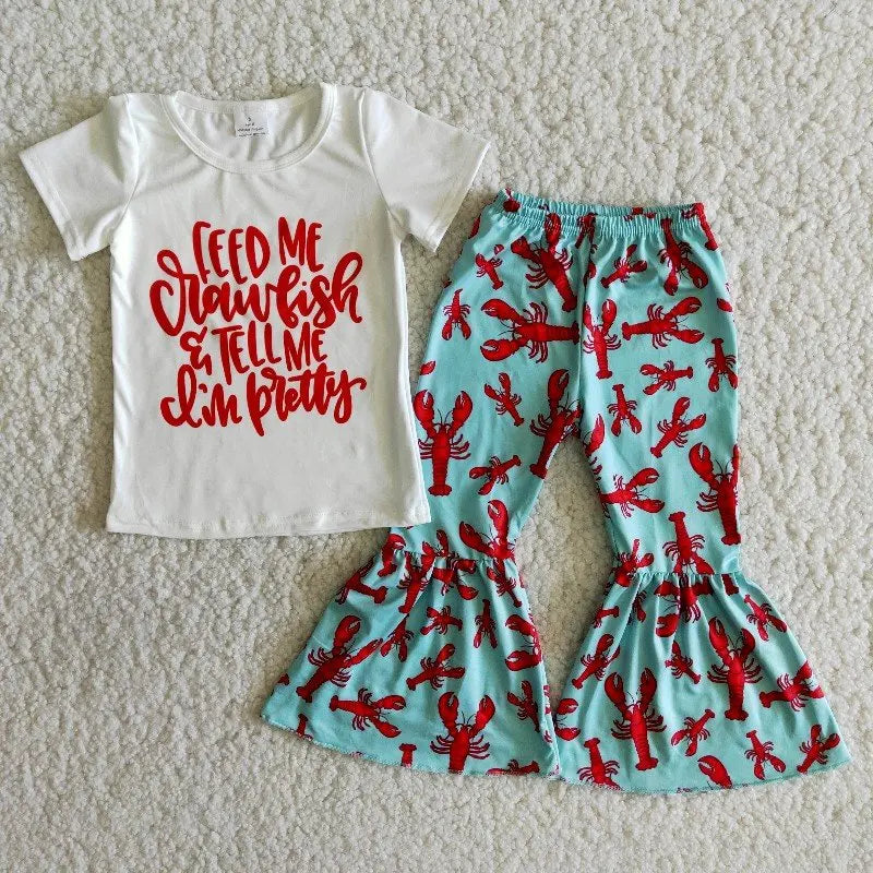 Short Sleeves T-shirt + Bell Bottom Pants Set