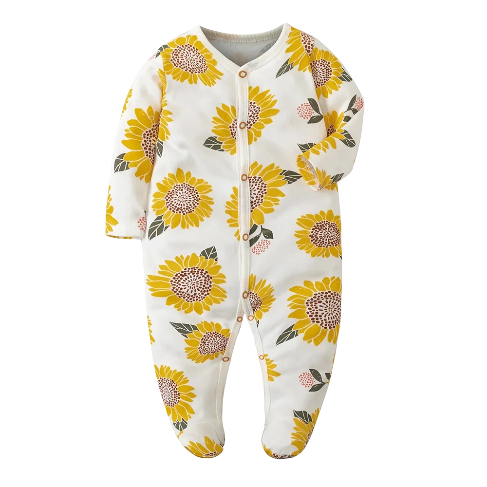 Newborn Cotton Jumper Onesie - 100% Cotton Footie Pajamas 0-12M