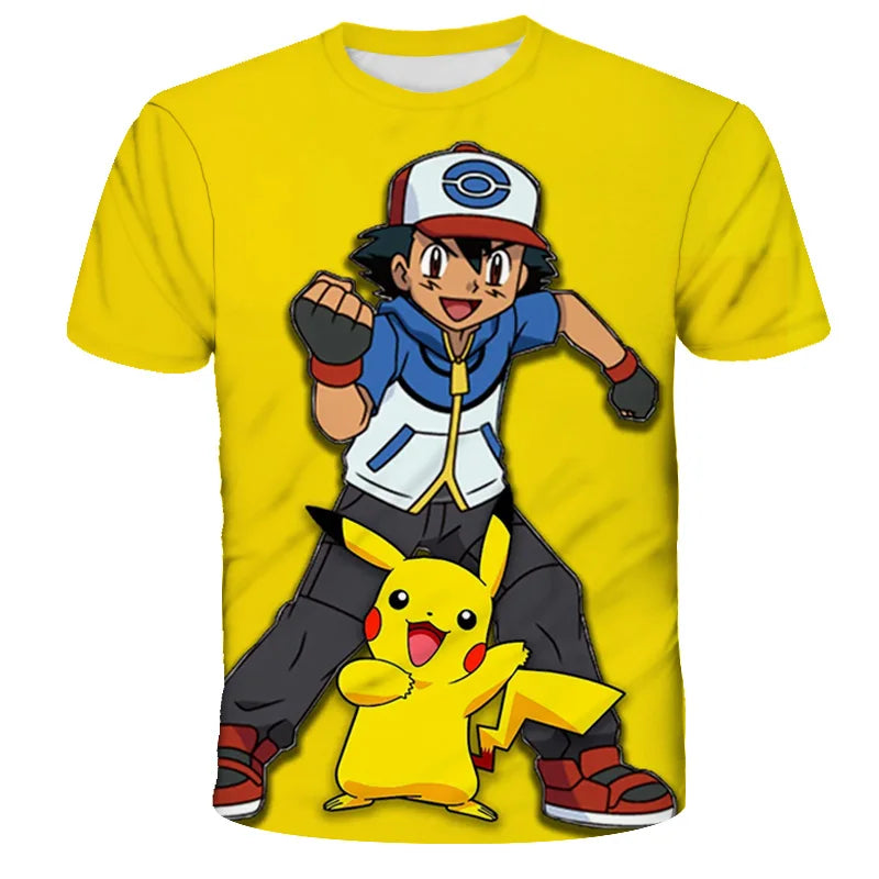 Pokemon Pikachu Kids T-Shirt - Cartoon Print Tee Ages 3-12