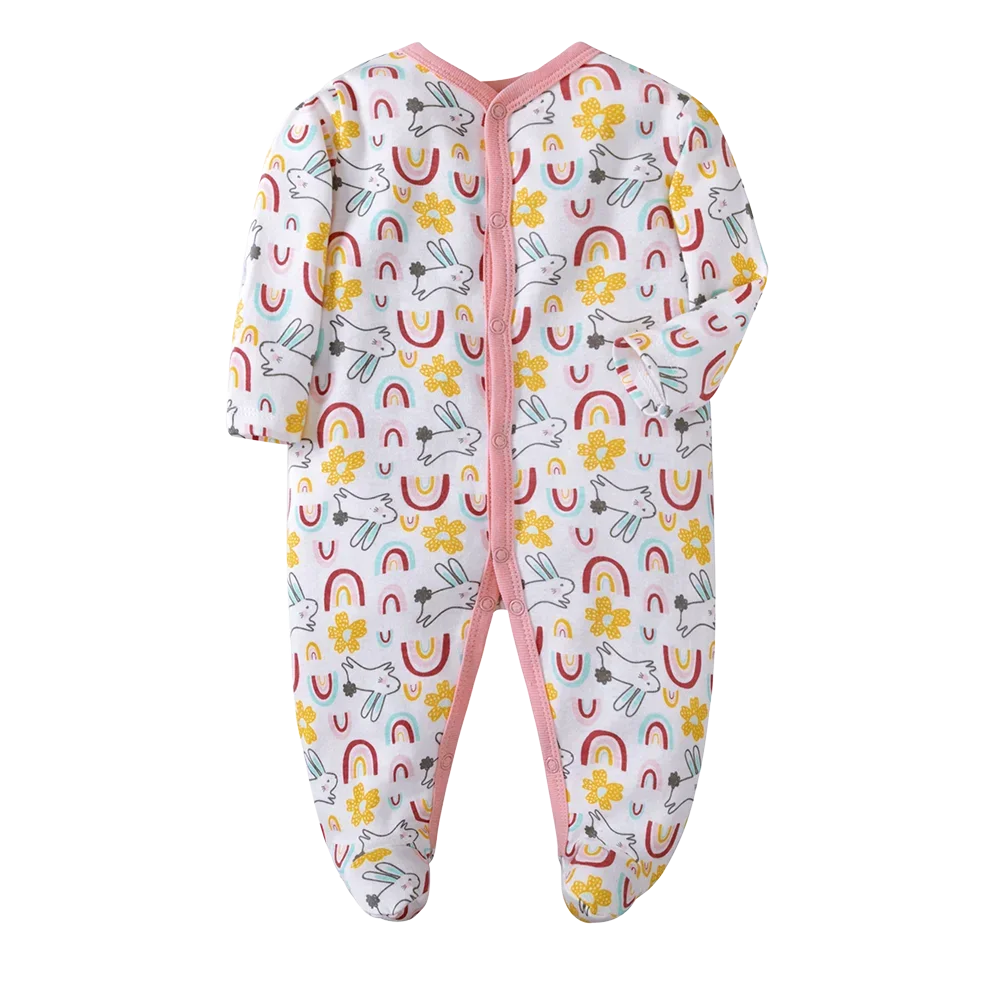 Newborn Cotton Jumper Onesie - 100% Cotton Footie Pajamas 0-12M