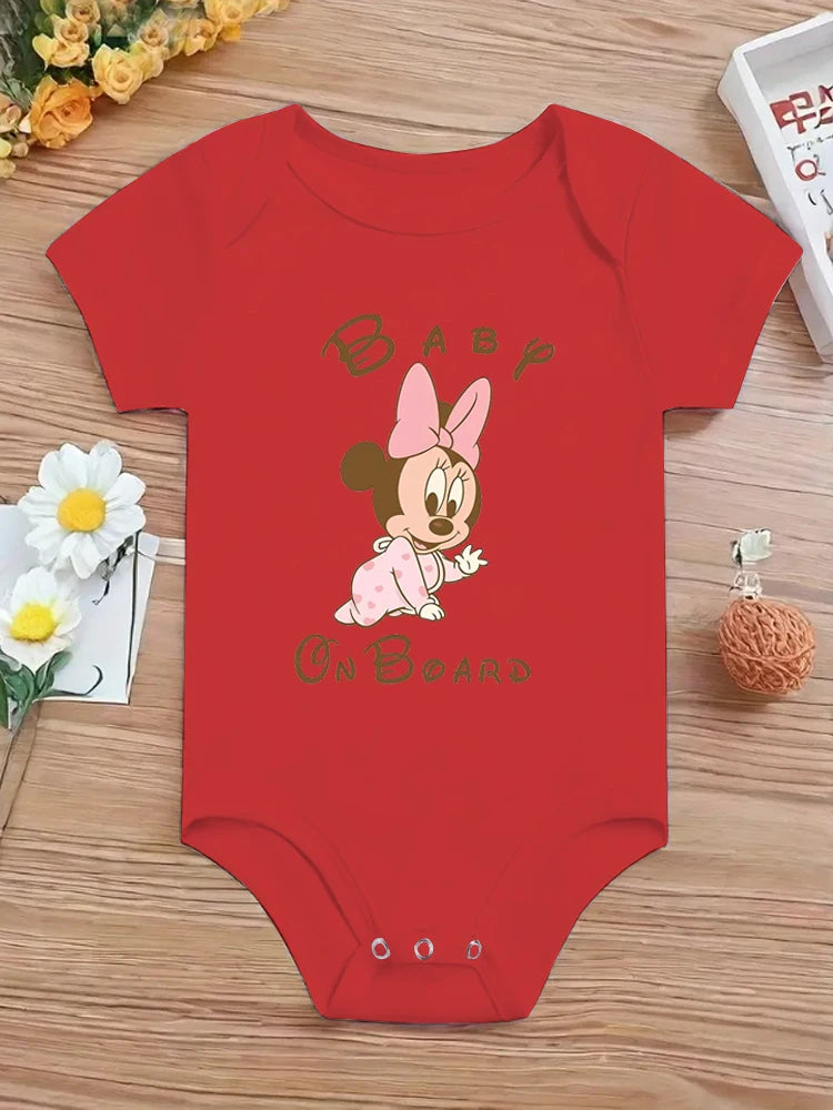 Baby Minnie Mouse Romper - Letter Print Jumpsuit for Infants