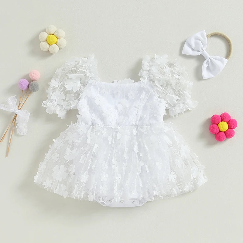 Girls Rompers Dress + Headband