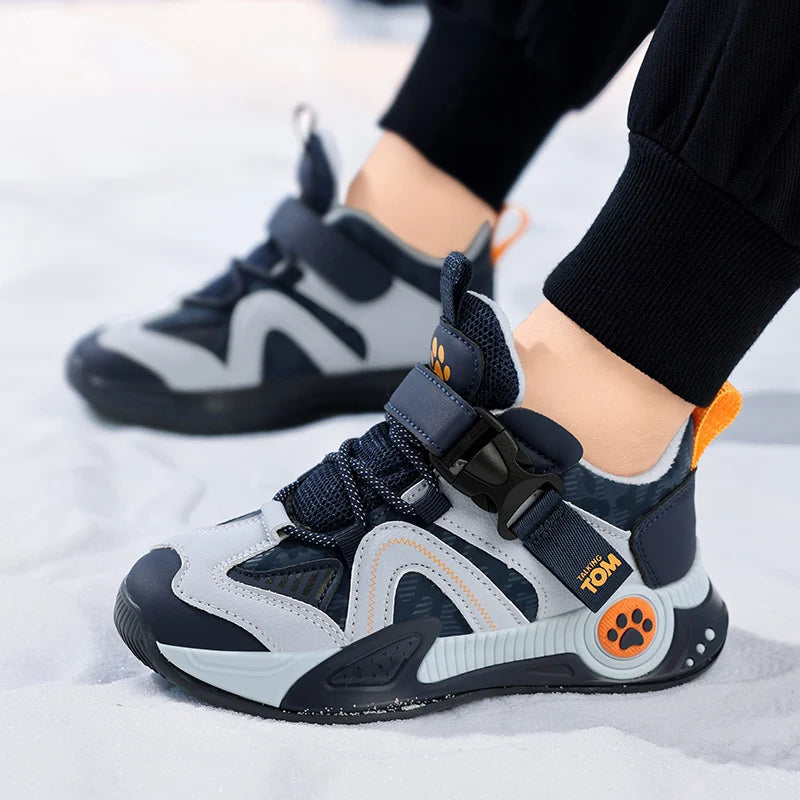 Kids Fleece Lined Sneakers - Warm Casual Running Shoes Ages 3-8