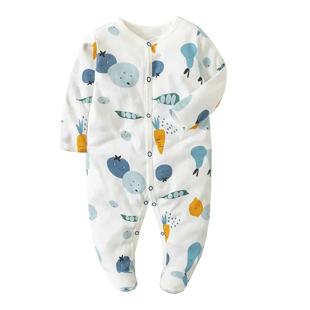 Newborn Cotton Jumper Onesie - 100% Cotton Footie Pajamas 0-12M