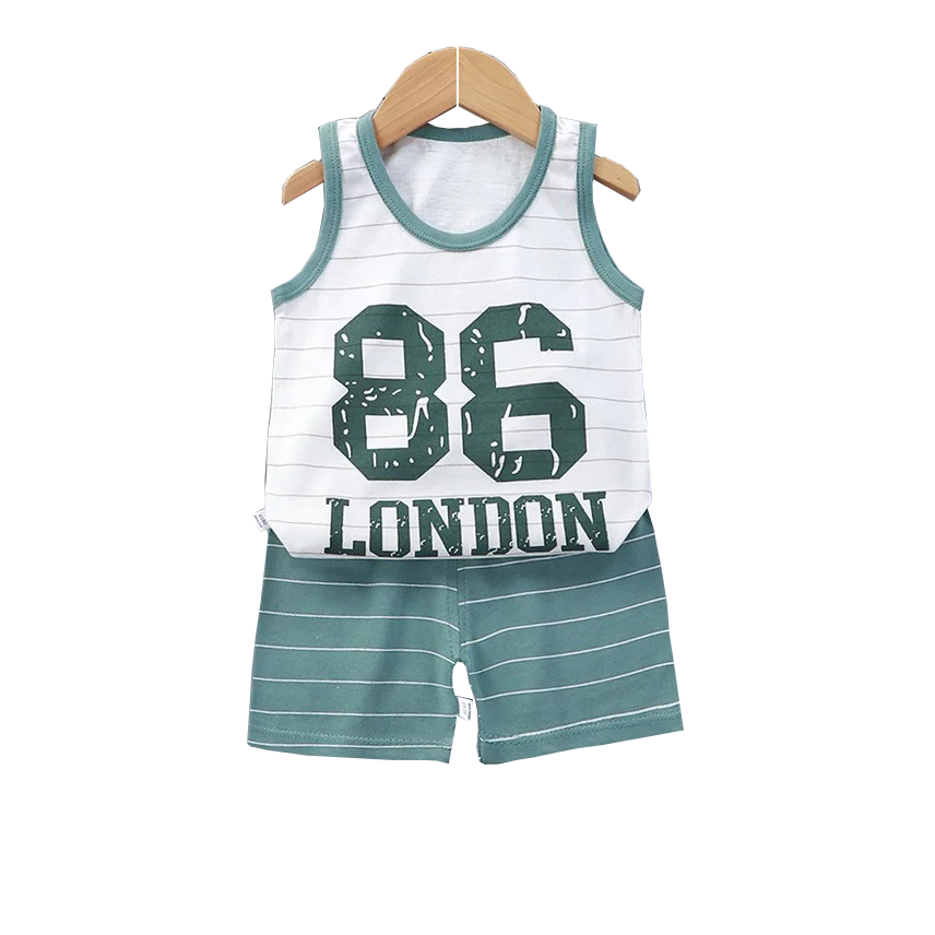 Kids Cotton Vest & Shorts Set - Breathable Summer Tracksuit Ages 1-6