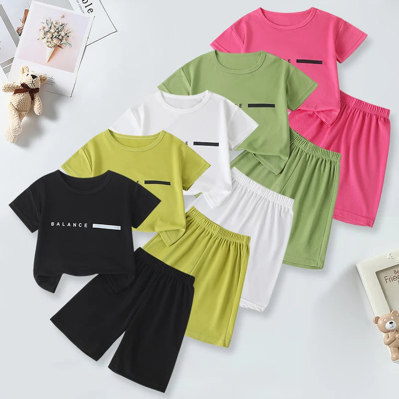 Quick-Dry Summer 2-Piece Set - Kids Athletic Shorts & Tee