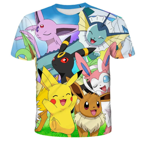 Pokemon Pikachu Kids T-Shirt - Cartoon Print Summer Tee Ages 3-12
