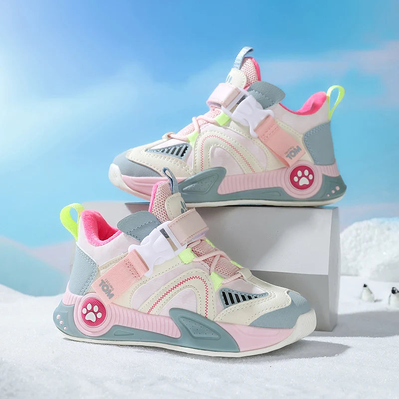 Kids Fleece Lined Sneakers - Warm Casual Running Shoes Ages 3-8