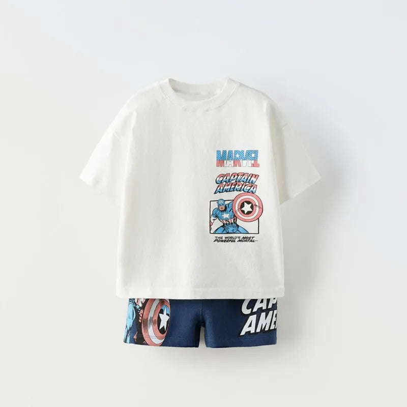 White t-shirt with Captain America design on a white background