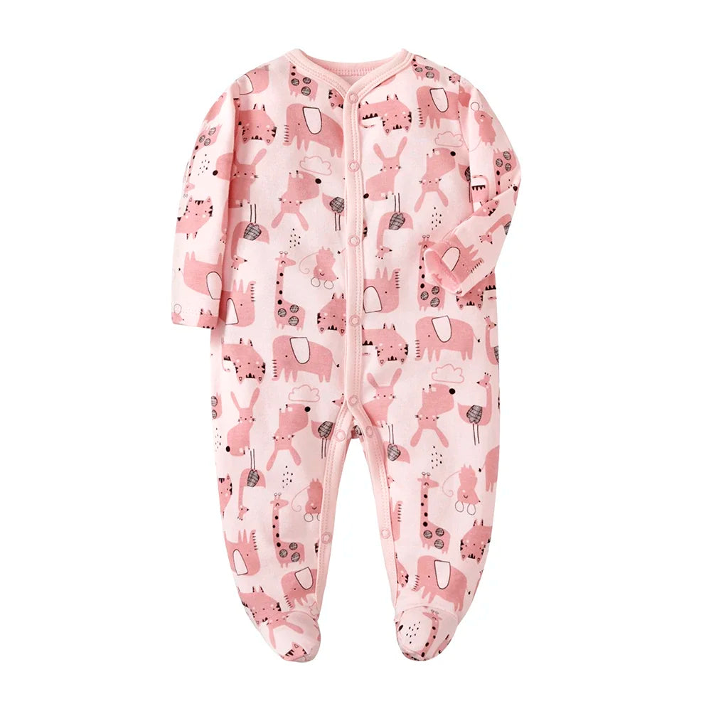 Newborn Cotton Jumper Onesie - 100% Cotton Footie Pajamas 0-12M