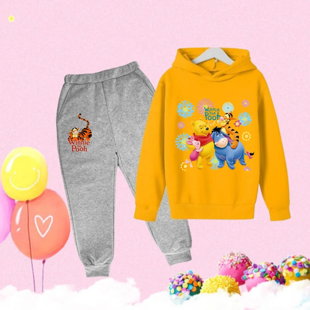 Winnie the Pooh print Hooded Sweatshirt Set