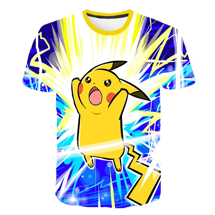 Pokemon Pikachu Kids T-Shirt - Cartoon Print Summer Tee Ages 3-12