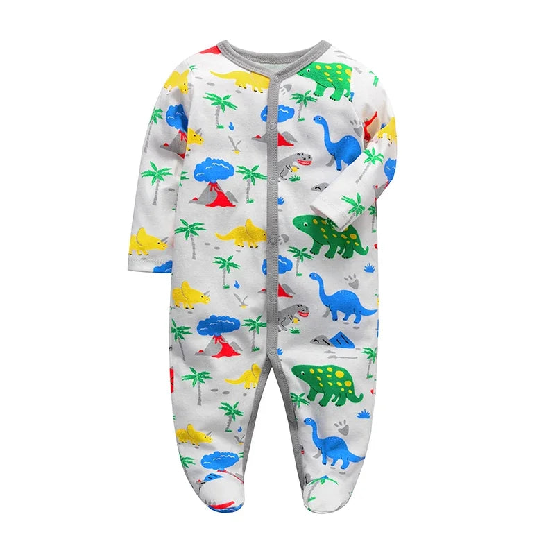 Newborn Cotton Jumper Onesie - 100% Cotton Footie Pajamas 0-12M