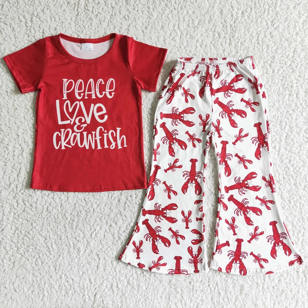 Short Sleeves T-shirt + Bell Bottom Pants Set