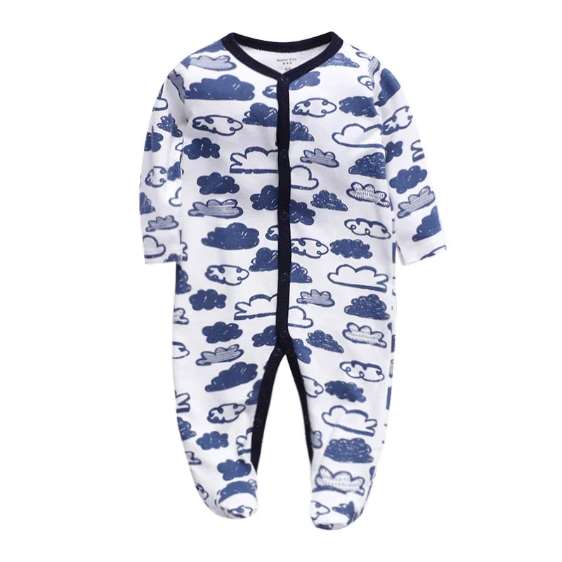 Newborn Cotton Jumper Onesie - 100% Cotton Footie Pajamas 0-12M