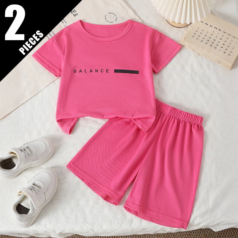 Quick-Dry Summer 2-Piece Set - Kids Athletic Shorts & Tee