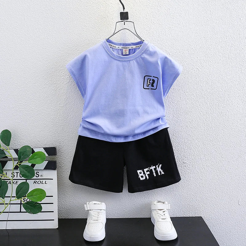 Kids Summer Outfit - Breathable Cotton T-Shirt & Shorts Set for Boys Girls
