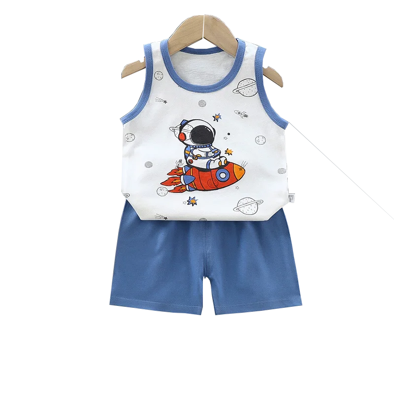 Kids Cotton Vest & Shorts Set - Breathable Summer Tracksuit Ages 1-6