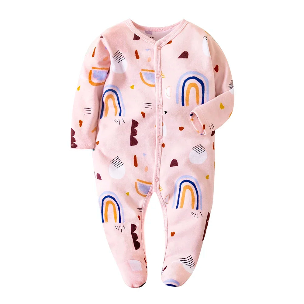 Newborn Cotton Jumper Onesie - 100% Cotton Footie Pajamas 0-12M