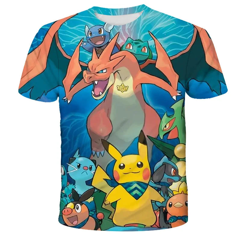 Pokemon Pikachu Kids T-Shirt - Cartoon Print Summer Tee Ages 3-12