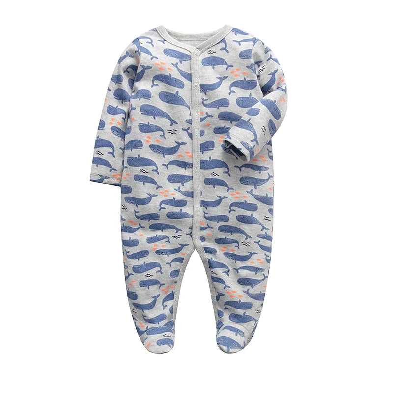 Newborn Cotton Jumper Onesie - 100% Cotton Footie Pajamas 0-12M