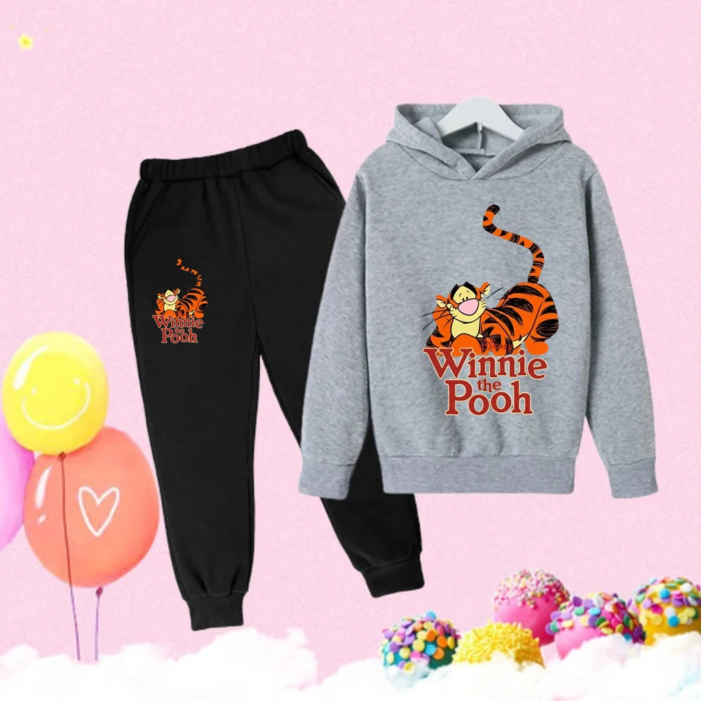 Winnie the Pooh print Hooded Sweatshirt Set