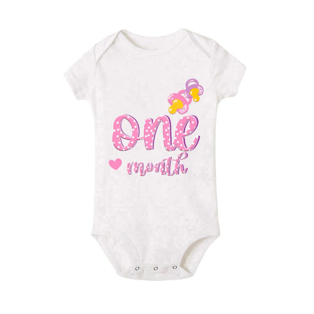 Baby Monthly Milestone Bodysuit - Newborn 1-12 Month Photo Prop