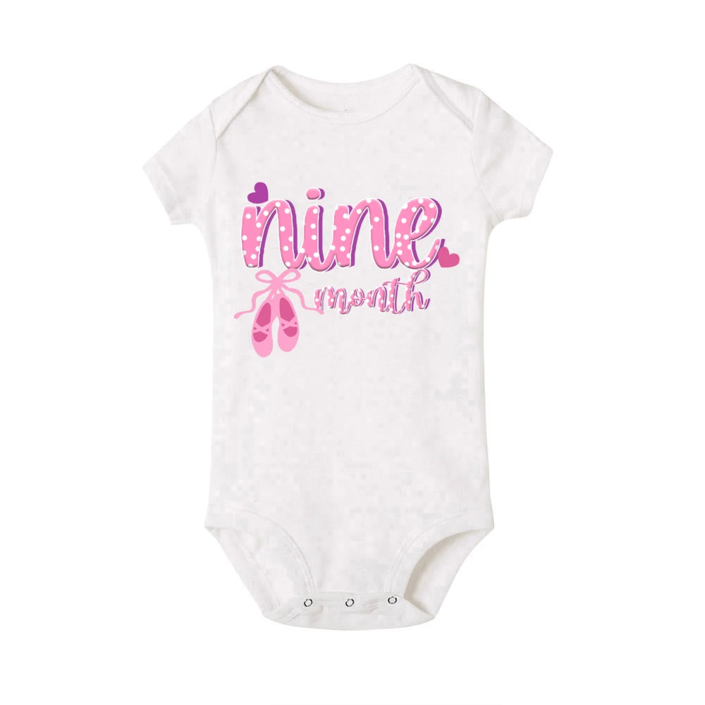 Baby Monthly Milestone Bodysuit - Newborn 1-12 Month Photo Prop