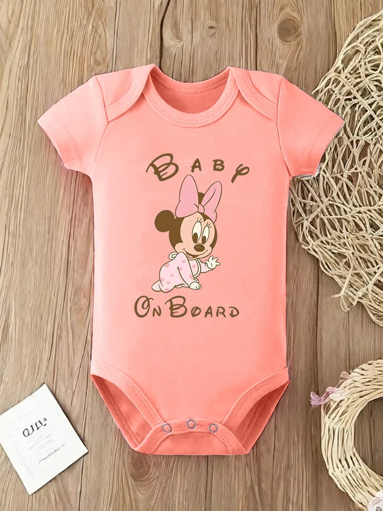 Baby Minnie Mouse Romper - Letter Print Jumpsuit for Infants
