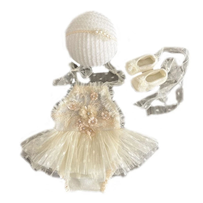 Ballet-themed doll with tutu, shoes, and ribbons on a white background