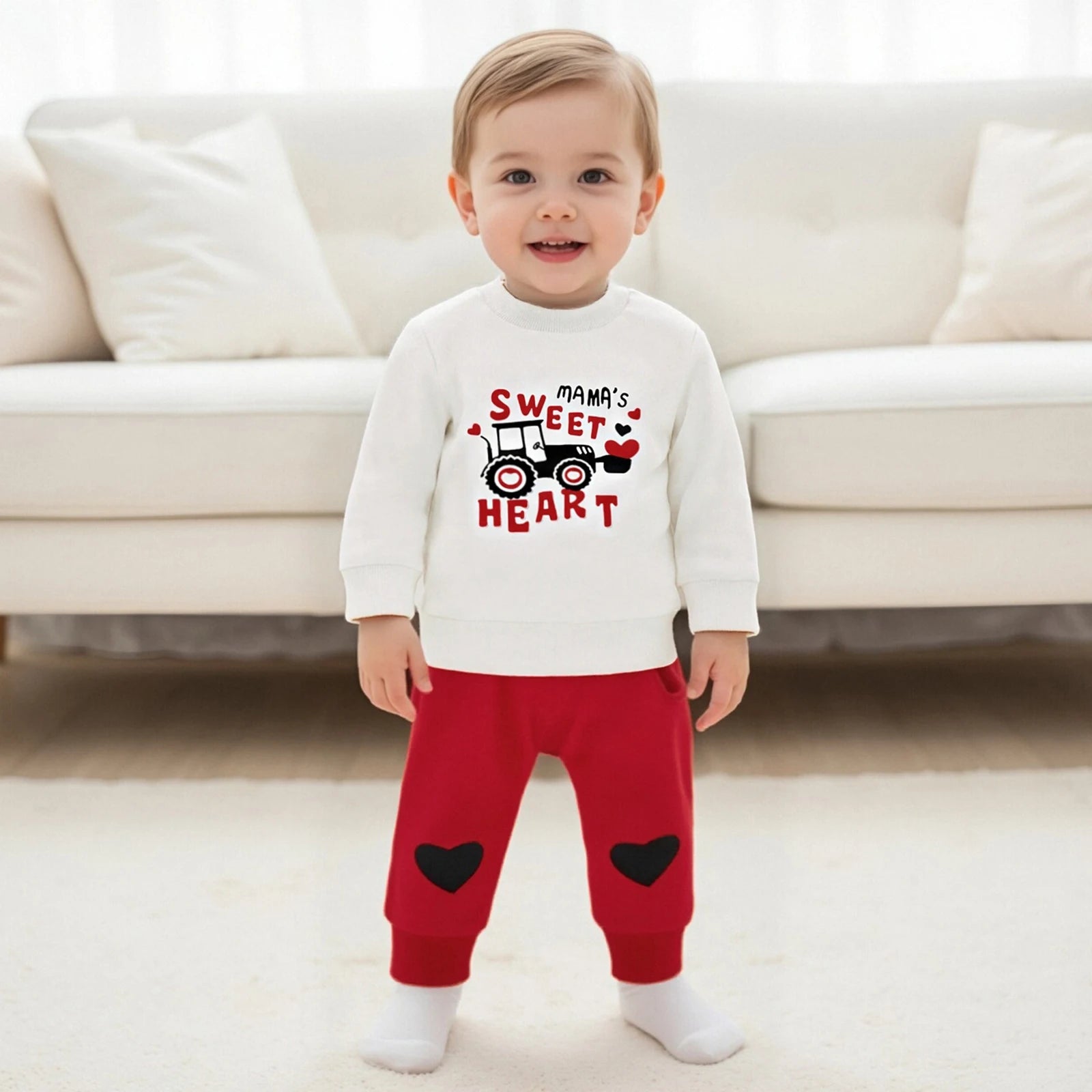 Tractor Letter Sweatshirt + Pants 2 Piece Set