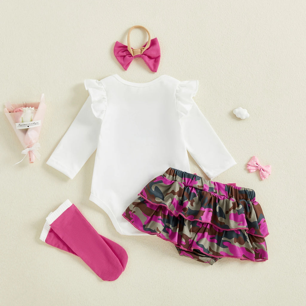 Baby Girl 3-Piece Set - Long Sleeve Romper, Headband & Socks