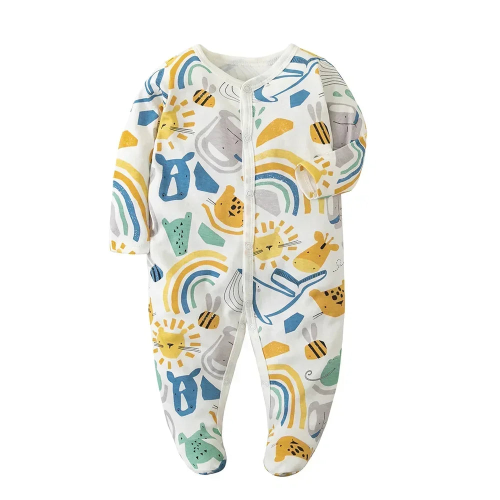 Newborn Cotton Jumper Onesie - 100% Cotton Footie Pajamas 0-12M