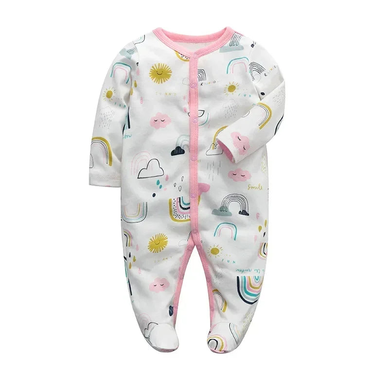 Newborn Cotton Jumper Onesie - 100% Cotton Footie Pajamas 0-12M