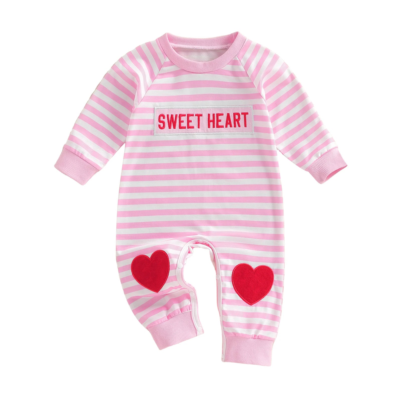 Valentine's Day Baby Romper - Long Sleeve Plaid Embroidered Jumpsuit for Boys & Girls