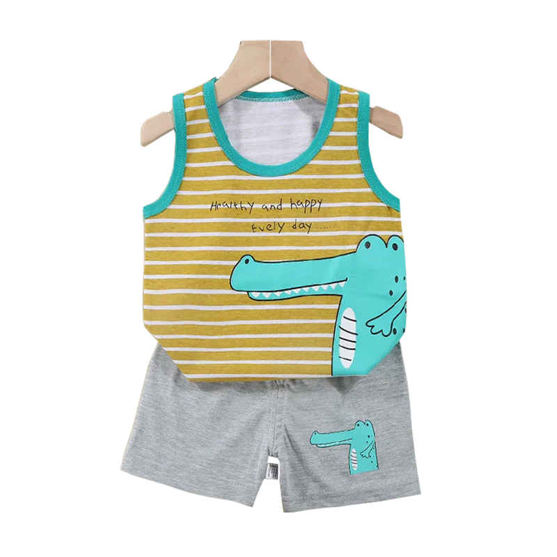 Kids Cotton Vest & Shorts Set - Breathable Summer Tracksuit Ages 1-6