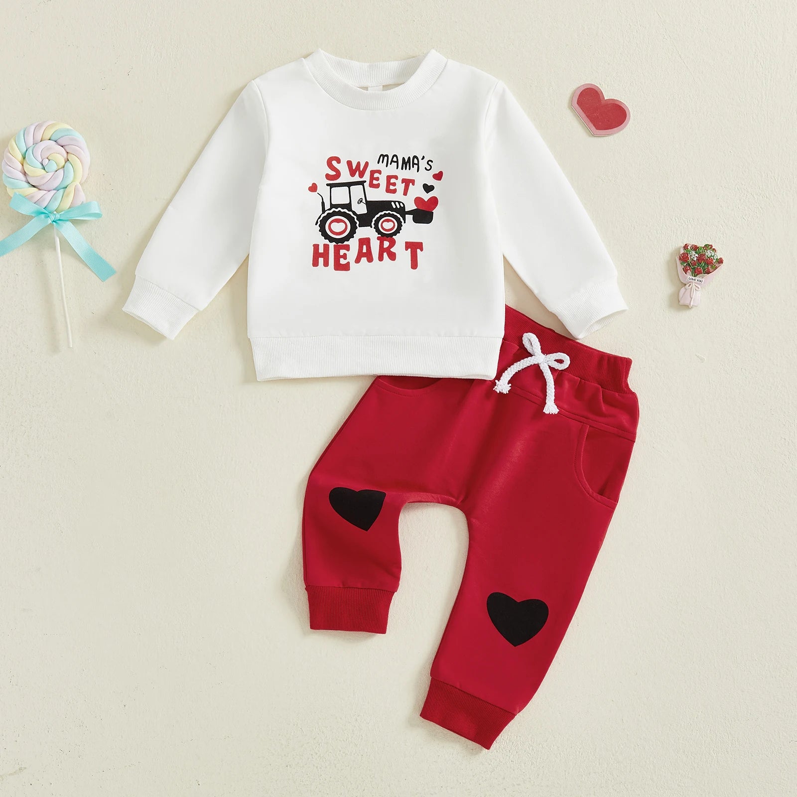 Tractor Letter Sweatshirt + Pants 2 Piece Set