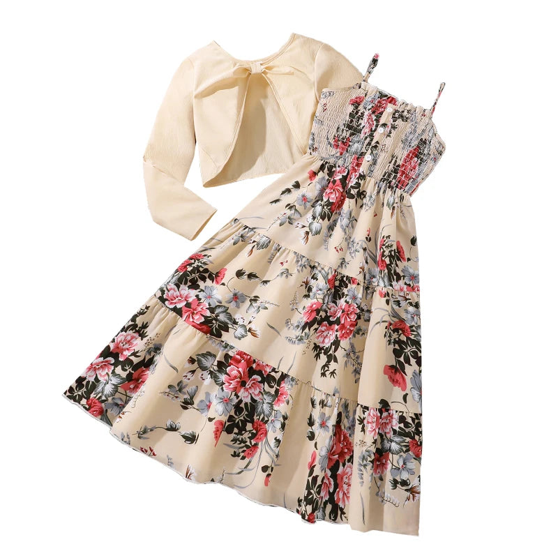 Bow Design Coat & Dress Set