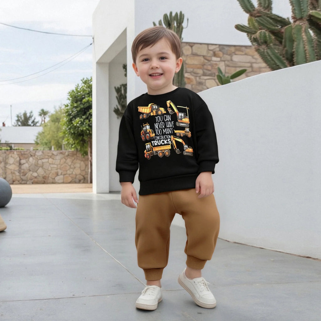 Long Sleeve Pullover + Solid Color Pants 2 Pcs Set